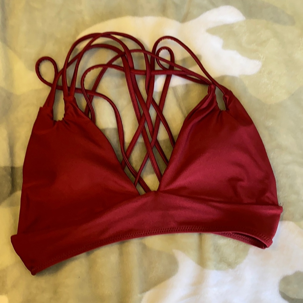 Maroon Cupshe Strapy Swim Top